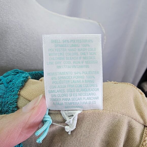 Kona Sol Turquoise Pucker Texture Square Neck Bikini Top Size Large - Picture 13 of 13